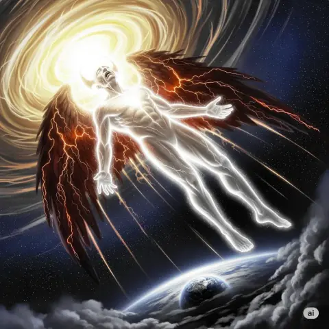 generata AI satana come spirito di luce espulso sulla terra