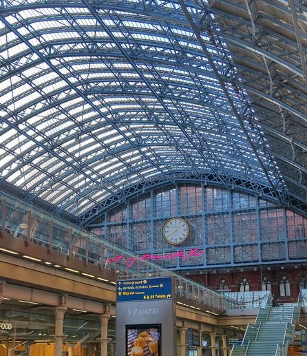 Glass ceiling view of London St Pancras