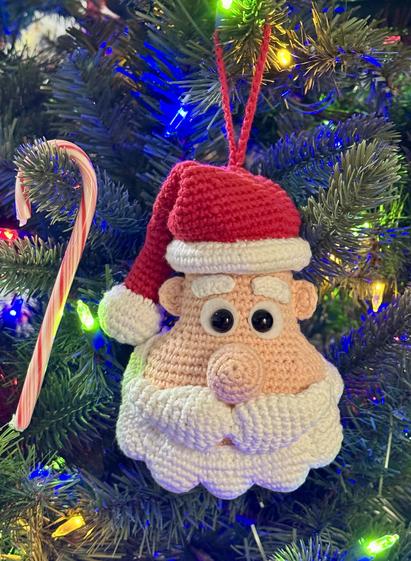 Santa Clause Jumbo Hand Crocheted Christmas Ornament.