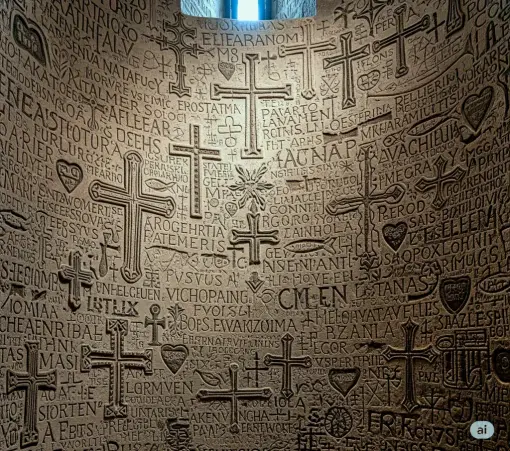 generata AI graffiti dei prigionieri nel Palazzo dello Steri