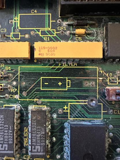 Close up of the logicboard: where a battery used to be