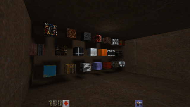 Un test de compilation.
C'est une pièce entièrement fermée, contenant des cubes de différentes textures.