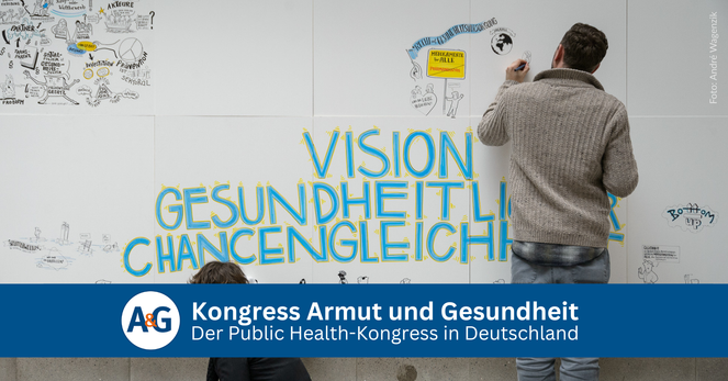 Foto des Kongresses Armut und Gesundheit 2016: Graphic Recording "Vision Gesundheitliche Chancengleichheit"; Foto: André Wagenzik