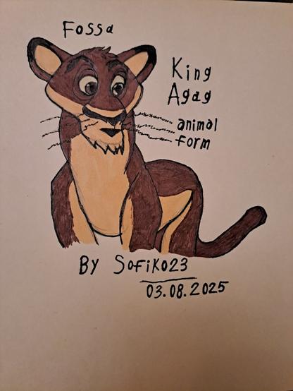 King Agag from the series House of David in the form of a cartoon fossa