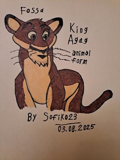 King Agag from the series House of David in the form of a cartoon fossa