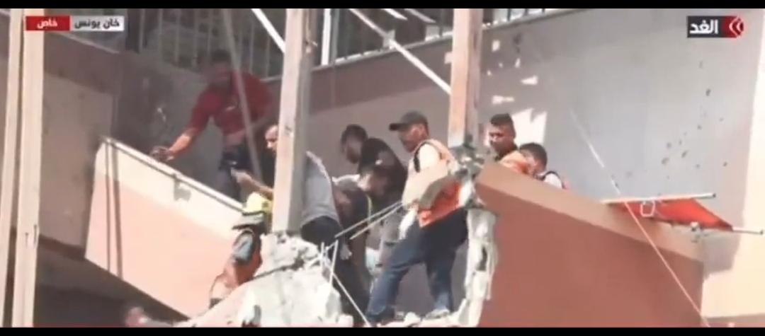 screen capture of Gaza hospital moments before Israeli drone strike
