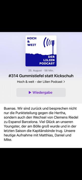 Podcast Hoch & Weit Screenshot Folge #314 Gummistiefel statt Kickschuh