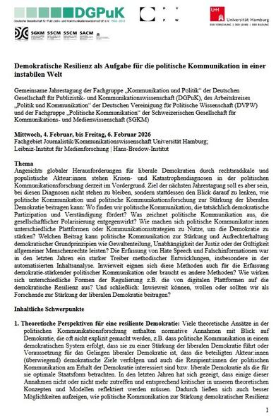 Seite 1 des Calls for Papers, vollständig zu finden auf der Tagungs-Website