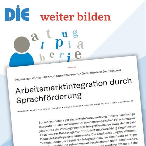 Startseite eines Beitrags in der Zeitschrift "weiter bilden"  mit dem Titel "Arbeitsmarktintegration durch Sprachförderung"