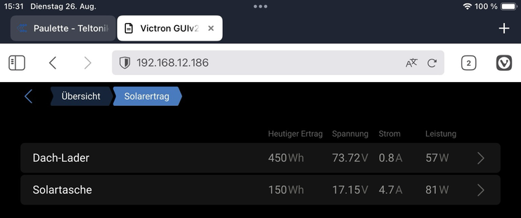 Die Solartasche bringt nachmittags mehr als die doppelt so große Anlage auf dem Dach