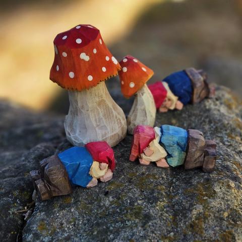 Sleeping Gnomes, clustered around a Mushroom
