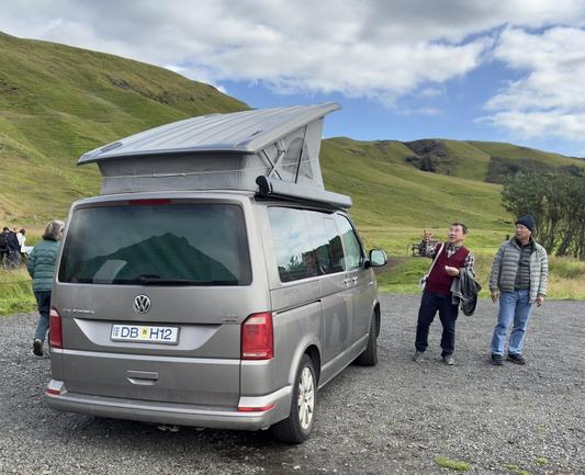 A Volkswagen Westfalia California Beach camper van.