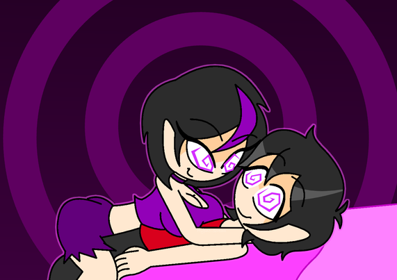 An aged up Hero pinned down and hypnotized by Gogo