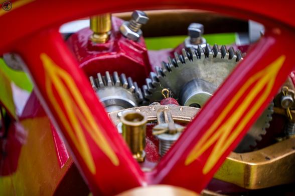 gears in small red traction engine