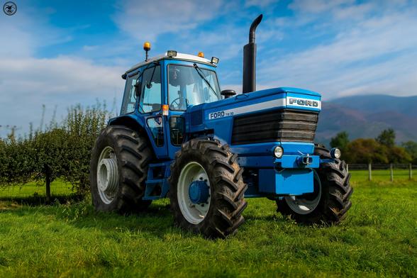 blue classic ford tractor