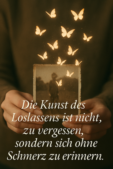 Zitat: „Die Kunst des Loslassens ist nicht, zu vergessen, sondern sich ohne Schmerz zu erinnern.“