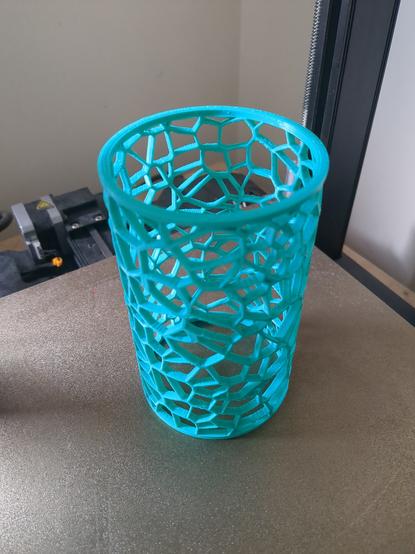 Photograph of the 3D printed tube with Voronoi patterns.