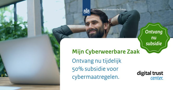 Mijn Cyberweerbare Zaak
Ontvang nu tijdelijk 50% subsidie voor cybermaatregelen.