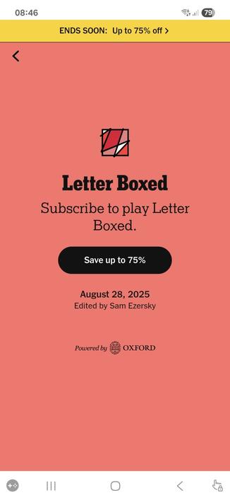 Letter Boxed now behind a subscription (pay) wall. Sod that.