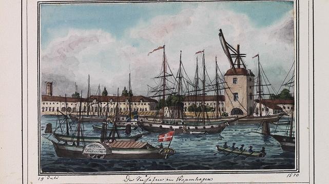 „Der Seehafen von Kopenhagen“, Aquarell 1870