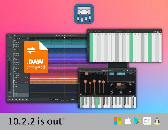 n-Track DAW screen grabs with a .DAW file icon.