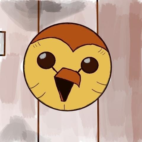 A digital painting of Hooty from The Owl House. Hooty is in his usual place on the door of the owl house with his beak open wide