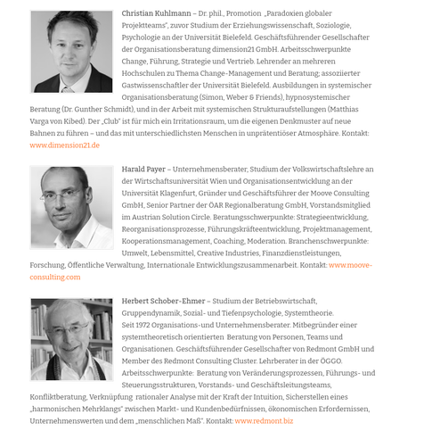 Screenshot der verlinkten Website. Fortsetzung der Vorstellung der Clubmitglieder: Christian Kuhlmann, Harald Payer, Herbert Schober-Ehmer.