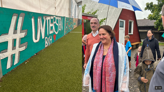 Kultusministerin Theresa Schopper beim Besuch der Jugendfreizeit in Untersteinbach.