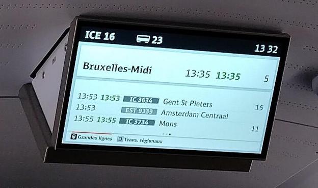 Train display screenshot arriving Bruxelles Midi