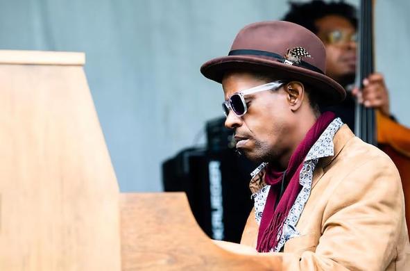 Pianist Lafayette Gilchrist at the piano