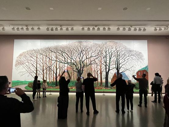 Hockneys größtes Gemälde aus 50 Leinwänden, Bigger Trees near Warter (2007), technisch sehr anspruchsvoll