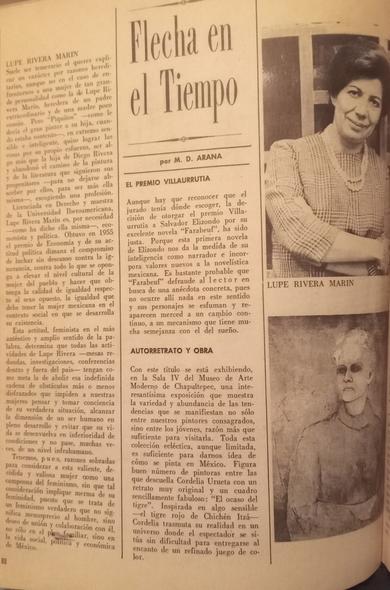 Artículo de revista que presenta a Lupe Rivera Marín, destacando su vida y logros como economista y política, junto a un retrato de ella.