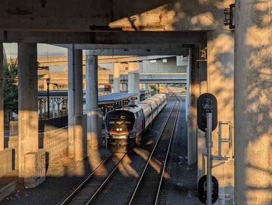 exterior train station—sunset