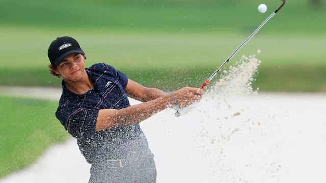 How did Charlie Woods fare in the second round of the Junior Players?