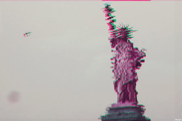 zglitchowana statua wolności. zdjęcie własne