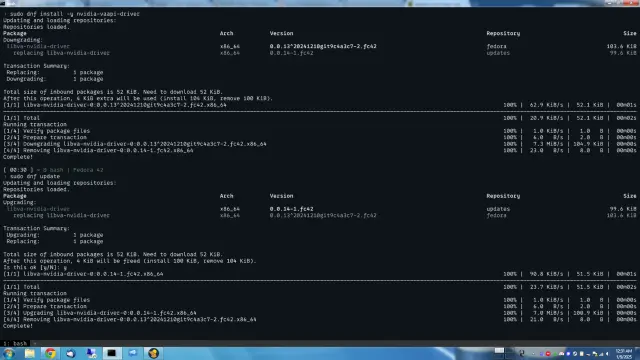 sudo dnf install -y nvidia-vaapi-driver installs an older version, but then I did a sudo dnf update it upgrade to the original version