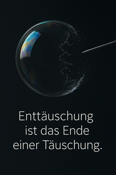 Deutscher Aphorismus:

"Enttäuschung ist das Ende einer Täuschung."