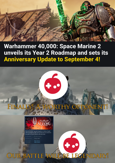 Warhammer 40,000: Space Marine 2 unveils its Year 2 Roadmap and sets its Anniversary Update to September 4! 

Finally! A worthy opponent! 

Our battle will be legendary!