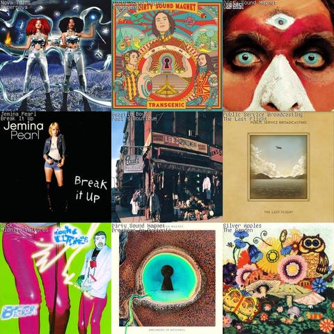 A grid of the covers of the nine albums that I've listened to most this last month