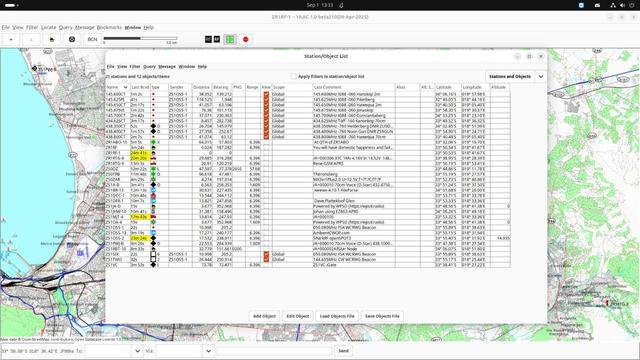 Screenshot of the YAAC APRS client