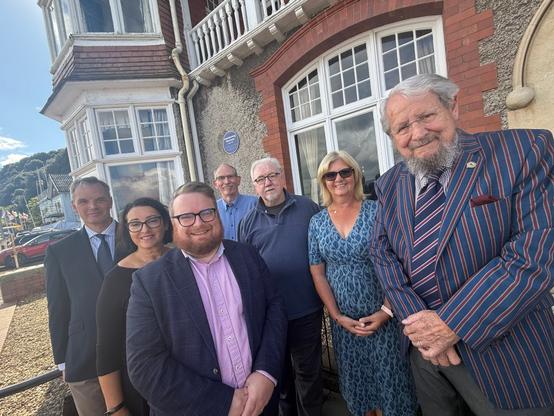 Andrew Dulley (County Archivist at the West Glamorgan Archive Service), Tracey McNulty (Head of Cultural Services at Swansea Council), Cllr Elliott King (Cabinet Member for Culture at Swansea Council), Robert Johnston (Swansea History Society), Jeff Stewart (Swansea History Society), Alyson Nicholson (Rear Commodore at the Bristol Channel Yacht Club) and Bob Wigley (Commodore at the Bristol Channel Yacht Club).
