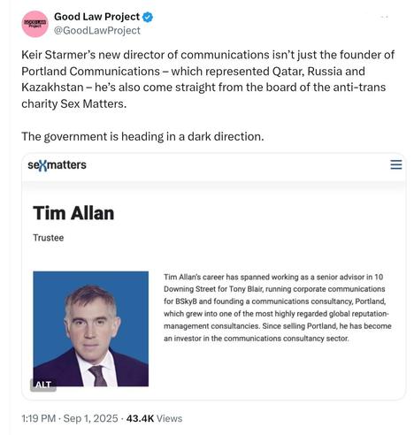 Screenshot of a tweet from The Good Law Project.