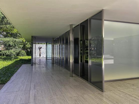 Indoor and outdoor spaces at Mies van der Rohe Pavilion