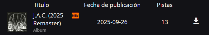 Captura de pantalla de Dízer, en donde se muestra que la fecha de publicación de un álbum es el 26 de septiembre de 2025.