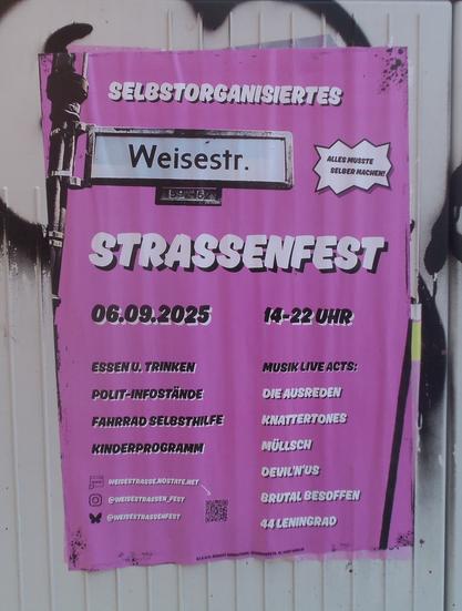 Plakat zum Weisestrassenfest am 6. 9.2025