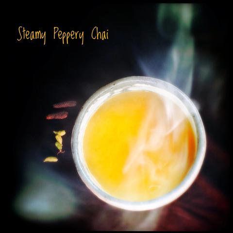 A steaming chai made with a spice mix including pepper.