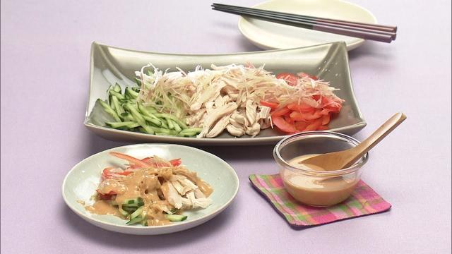 【3分クッキング公式】夏野菜のレンチン棒々鶏