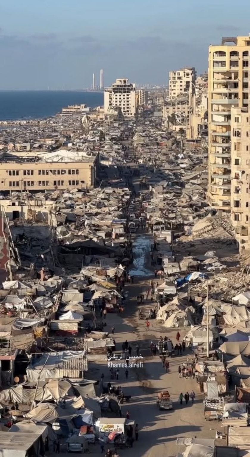 Gaza City today, reduced to rubble and tents