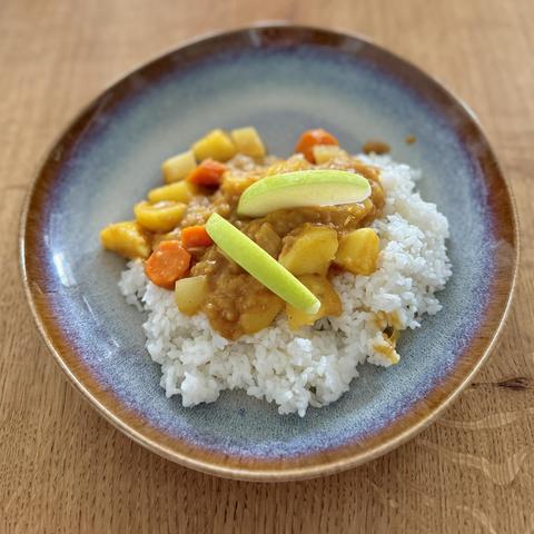 A close-up of my plate with the Japanese Curry as described in the post.