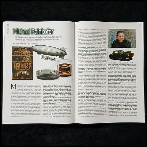 Foto des aufgeschlagenen Magazins mit dem Interview. Text und meine Illus.